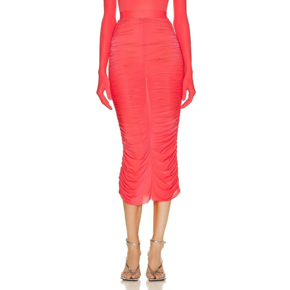 Alex Perry Dakota Ruched Skirt Strawberry Red